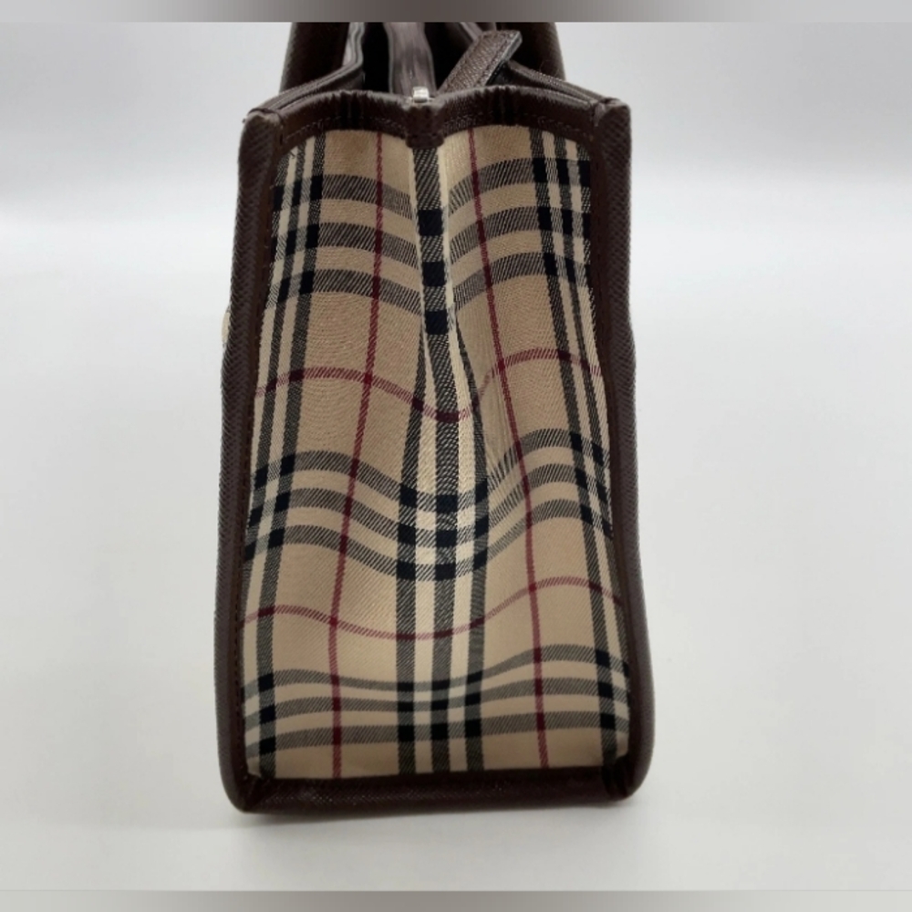 SALE! Authentic Burberry Nova Check Leather Beige/Brown Handbag W/DB - Picture 7 of 14
